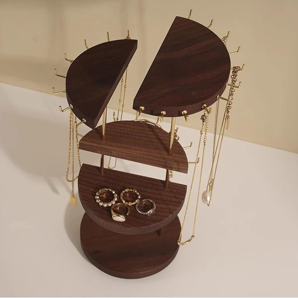 Soporte organizador de joyas giratorio de 5 niveles, exhibición de collares