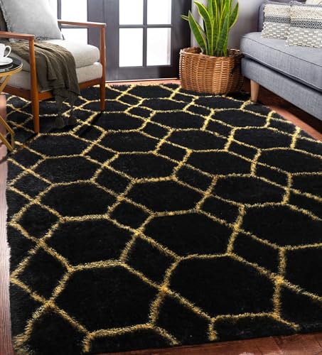 ONASAR Area Rugs for Bedroom Living Room, 4x6 Fluffy Black