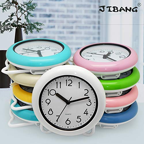 Jibang Bathroom Wall Clock, Waterproof Suction Cup Silent Non Ticking Clocks With Stand For Desk Bedroom Home Office School (4 Inch, White) #TOP4