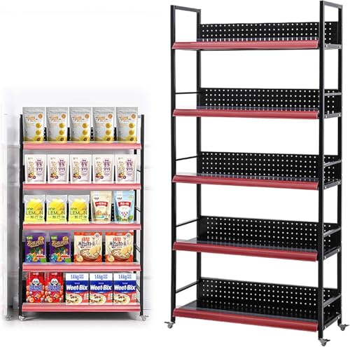 Estantes móviles de supermercado con ruedas,...