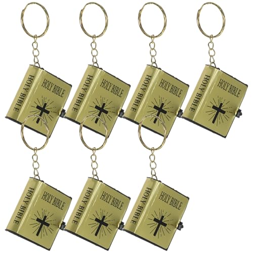 DOITOOL Llaveros Religiosos Biblia 18 Piezas, Colgante Libro Bíblico Miniatura Dorado, Decoración Colgante para Bolso, Llavero Religioso para Mochila y Llaves