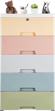 5 Layers Storage Drawers, Closet Drawers Drawers for Closet Craft Storage Cabinet Office Storage with Wheels For Neatly Storing Books, Office Supplies 17.1x11.4x31.5in Macaron
