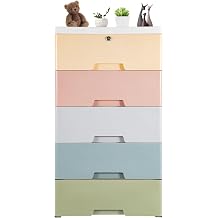 5 Layers Storage Drawers, Closet Drawers Drawers for Closet Craft Storage Cabinet Office Storage with Wheels For Neatly Storing Books, Office Supplies 17.1x11.4x31.5in Macaron