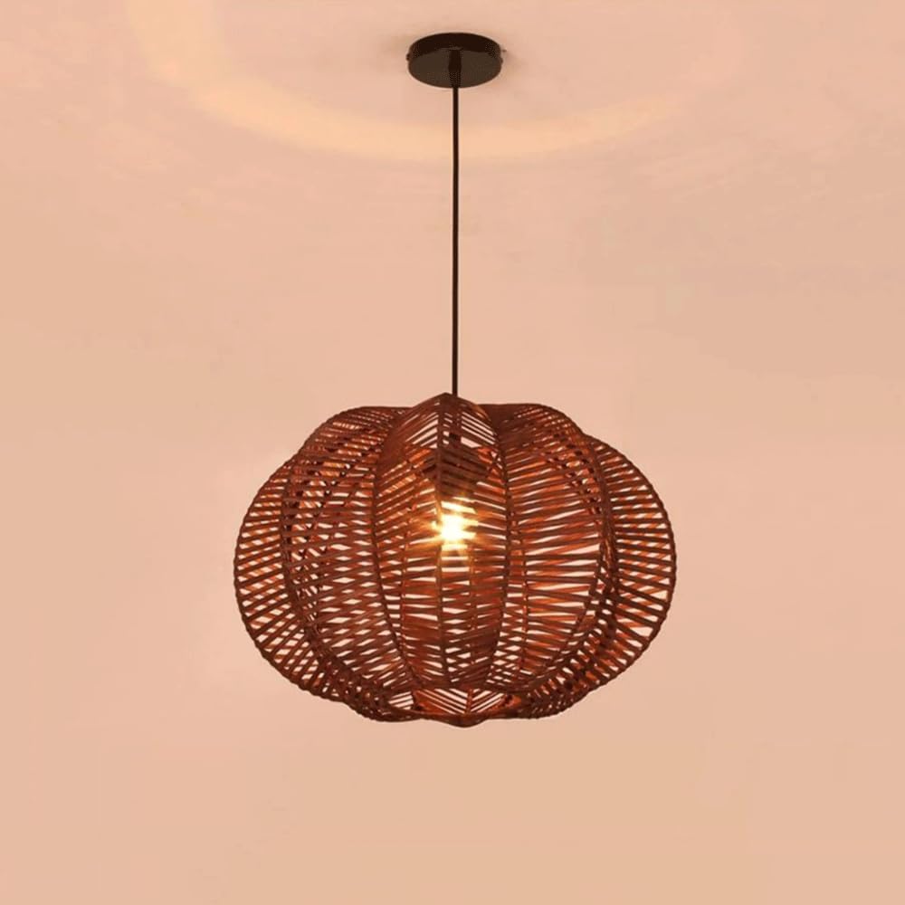 YNAHZAOK Southeast Asian Style Light Fixture for Hallway Living Room Creative Rattan Art Pendant Lamp for Kitchen Island Bedroom Pastoral Rattan Woven Entryway Chandelier Hand Woven Pendant Light