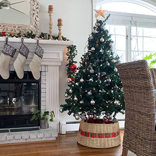 Blissun Rattan Christmas Tree Collar, Farmhouse Christmas Tree Ring, Natural Woven Rustic Christmas Tree Skirt For Artificial Christmas Trees Decoration #TOP3