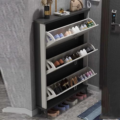 Meuble à chaussures 3 tiroirs rabattables anti-désordre pour petits couloirs
