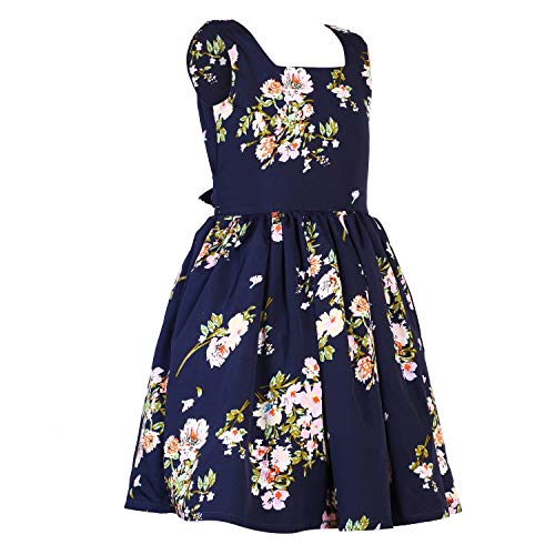 Image of Girls Skater Printed Poly Crepe Dress | Round Neck Sleeveless Mini /Midi Knee Length Casual Dress