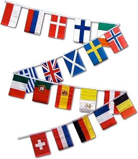 30ft String Flag Set of 20 European Country 12x18 Bunting Flag Banner Flags