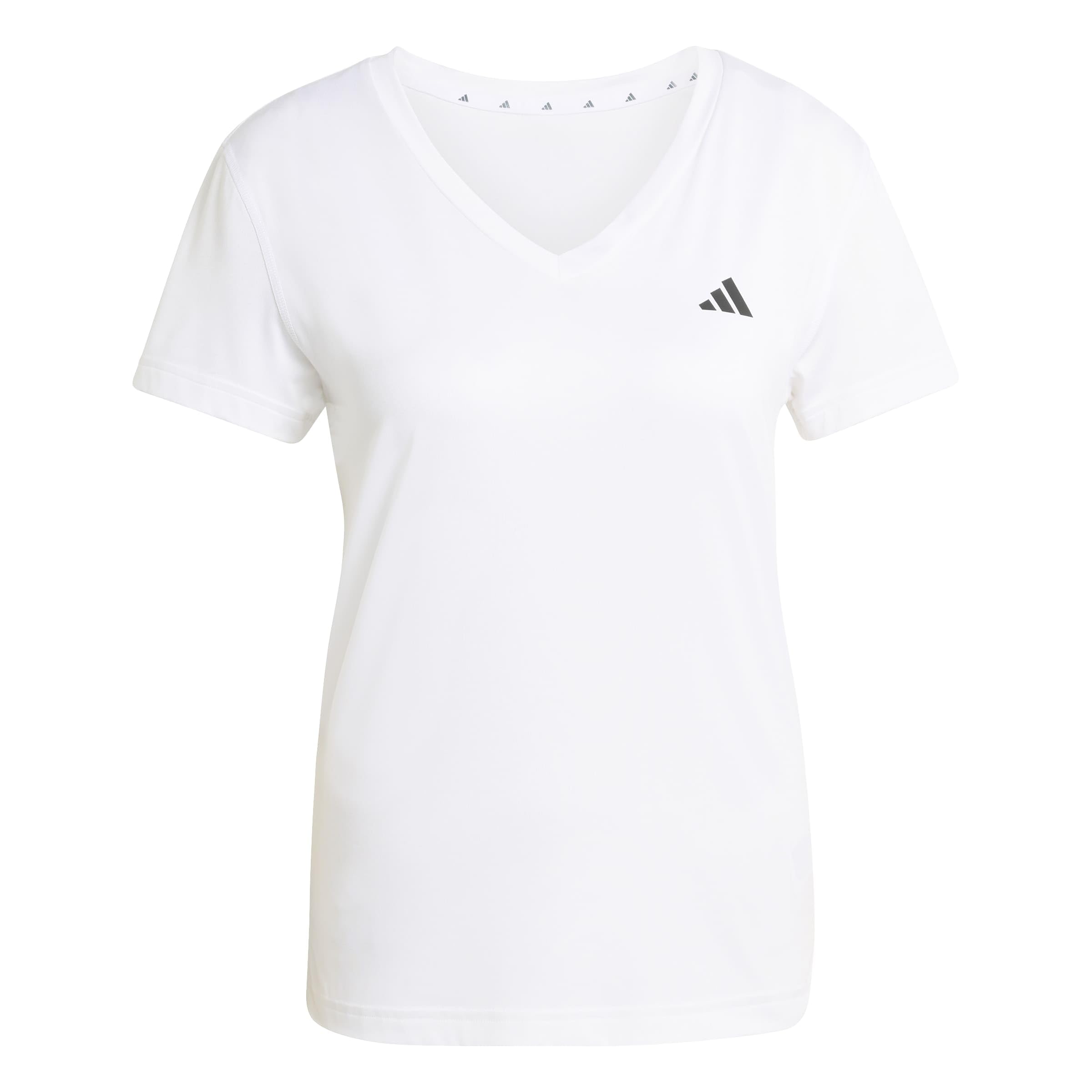 adidas Women's Workout Essentials V-Neck Shirt, White, XS