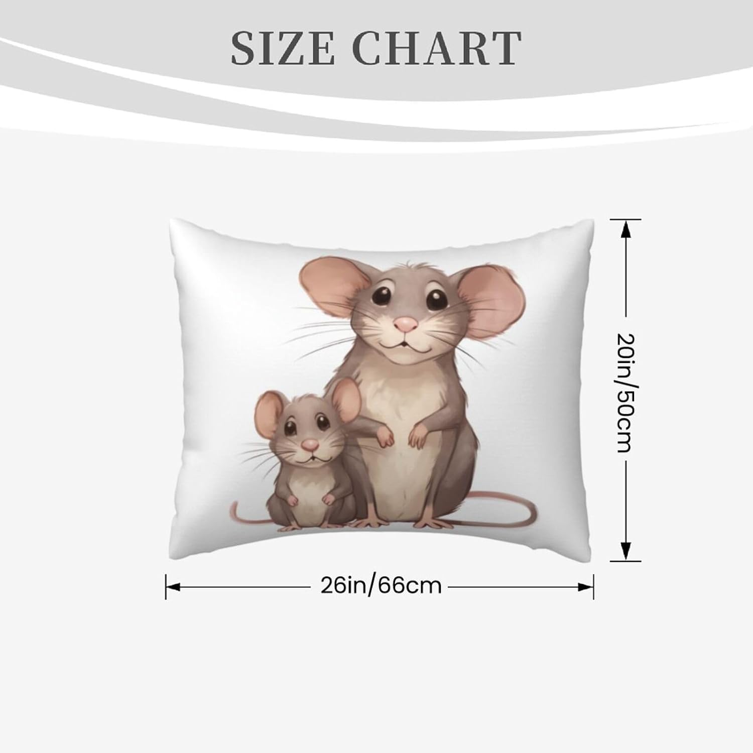 Mother and Child Rats Pillow Cases Set of 2, Standard Pillowcase for Hair and Skin, Super Soft Plush Pillow Case Covers with Hidden Zipper, 20x26 Inches Pillow Covers for Sleeping Gift