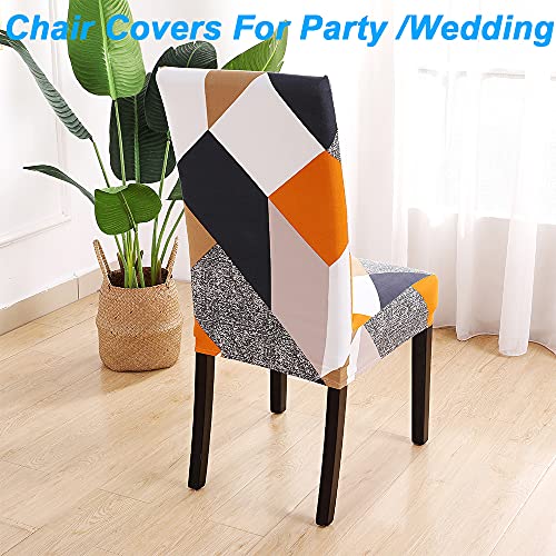 Hzdhclh Geometric Chair Covers For Dining Room 6 Pack,Stretch Spandex Parsons Chair Slipcover Set Of 6,Washable Anti-Dust Chair Seat Cover For Kitchen,Wedding,Party #TOP7