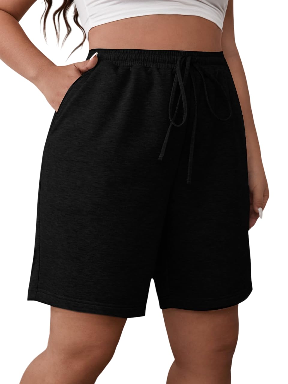 dockstreet Straight Wide fit Long Length Cotton Shorts with Two Side Pockets for Women/Trending Multi Pocket Style, Relaxed Casual Shorts for Women-picture-46