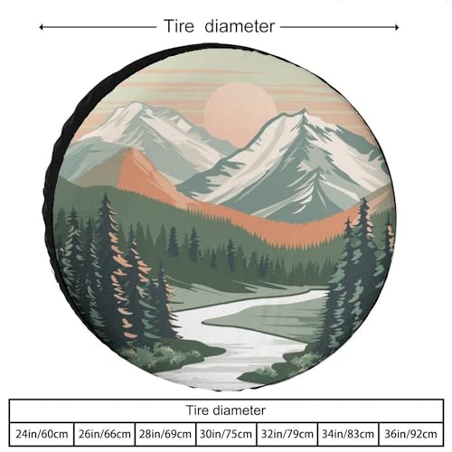 Image of Mountain Adventure Camper Spare Tire Cover Watercolor Nature Landscape Wheel Tire Cover Waterproof Sun Protection Fit for SUV Truck Travel Trailer 12 Inch