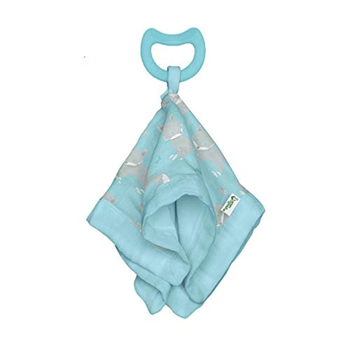 Muslin Snuggle Blankie Teether Made from Organic Cotton, Textures and Crinkle Sounds Soothe and Comfort Baby, Organic Cotton Muslin-Terry Security Blanket, Food-Safe Silicone, Machine Washable