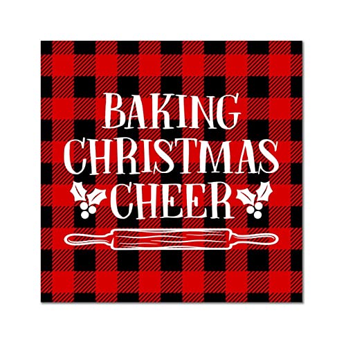 Plaque Baking Christmas Cheer bois decoration Noel interieur maison porte