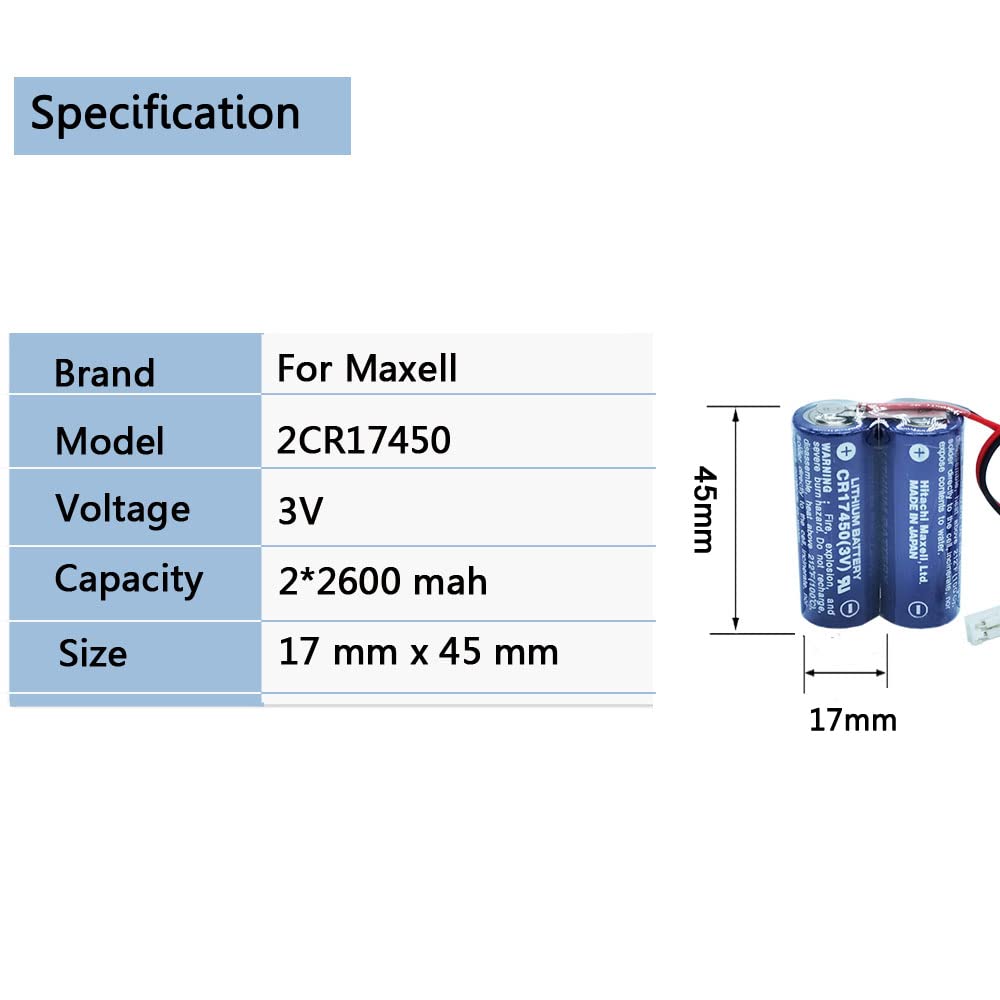STEPMAX (5 Pack 2CR17450 CR17450 3V 2600mAh Battery Pack for Mazak Transfer Machine Detection CR17450-2WK27/ D80UB016170
