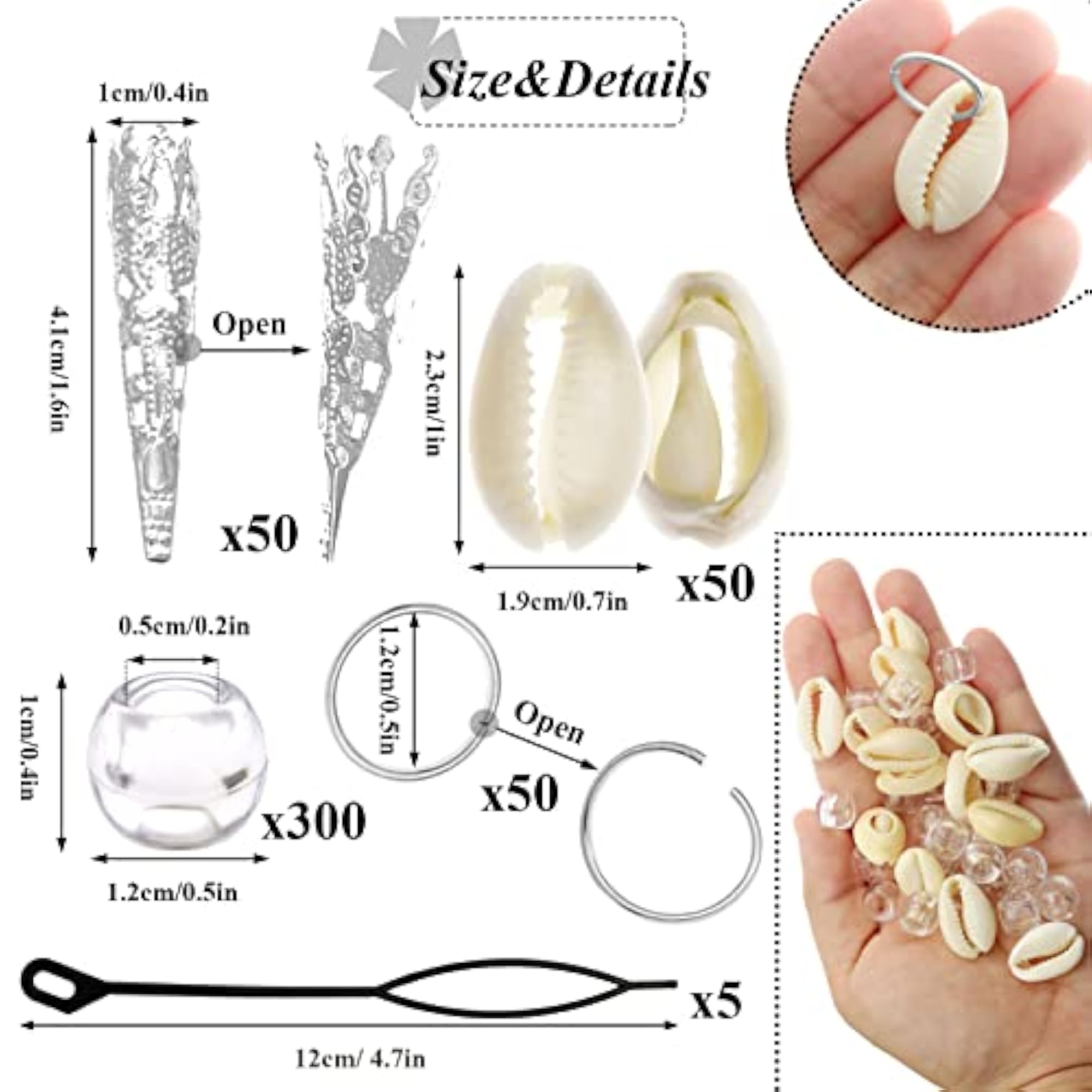 455 Pcs Clear Beads Dreadlocks Accessories Set