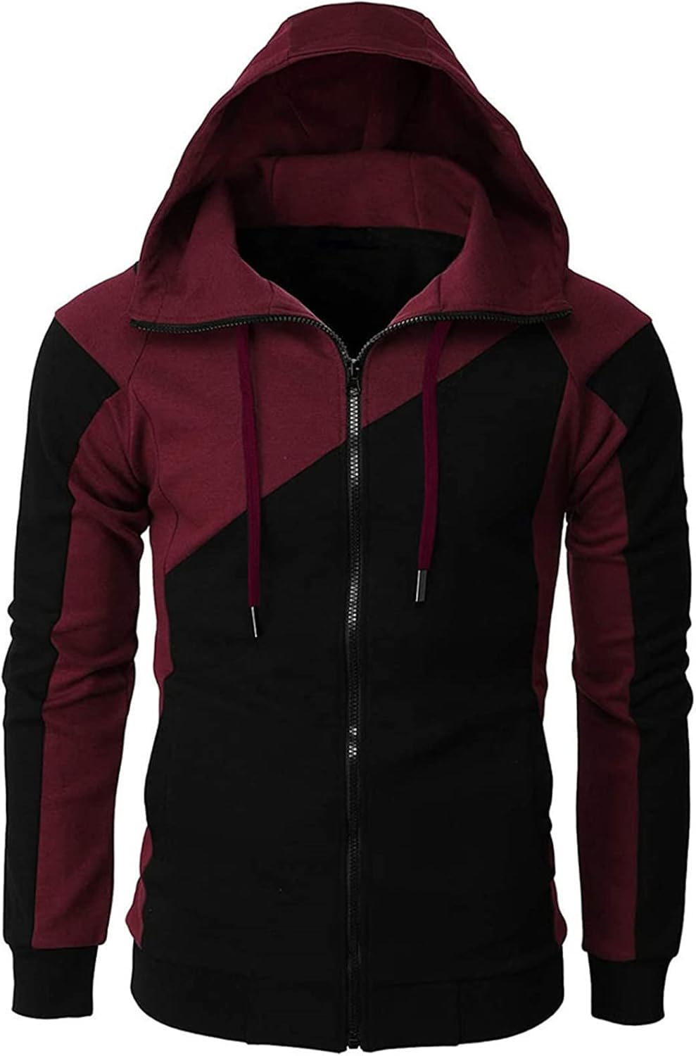 Ophestin Mens Hoody Full Zip Up Hooded Hoodie Sweatshirt Fleece Patchwork Jacket Solid Color Coat With Kanga Pocket Ophestin Mens Hoody Full Zip Up Hooded Hoodie Sweatshirt Fleece Patchwork Jacket Solid Color Coat With Kanga Pocket