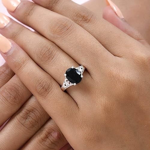 Shop LC Black Tourmaline Ring 925 Sterling Silver Split Shank Vintage Statement Engagement Women Jewelry Birthday Gifts for Women Birthday Gifts3