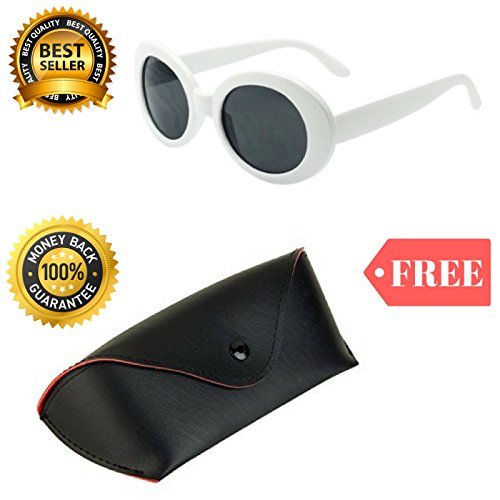ProductUltd Clout Goggles Glasses White Oval Shaped FREE Case Cobain Sunglasses Sun Glasses