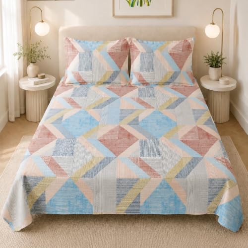 Image of LANE LINEN Symphony 100% Cotton 144TC King Bedsheet Set, 3 Piece, Printed