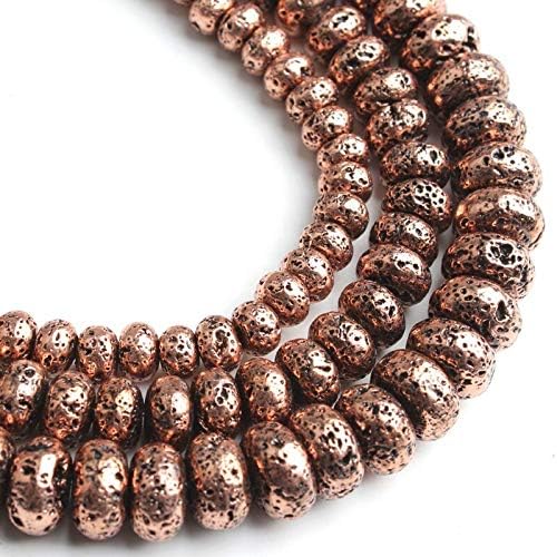 6/8/10 mm Natural Red Copper Hematite Stone Beads Rondelle Spacer Beads for Accessories Jewellery Making DIY 15‘’ - (Item Dia: 8.5x5mm 70pcs)