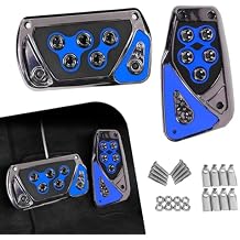 2 PCS Anti-slip Pedal Covers, No Drilling Brake Pedal and Accelerator Pad Covers, Aluminum Alloy Car Pedals, Universal for Automatic Cars Blue