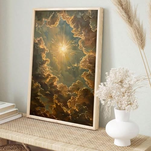 Peinture esthétique de dark academy soleil - Affiche vintage nuages 80x120cm