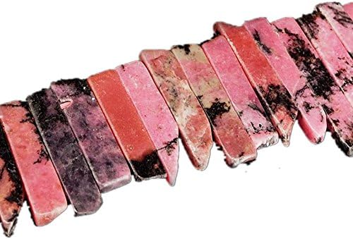 AITELEI Natural Rose quartz Crystal Points Beads Irregular Flat Strip Loose Stick Beads Gemstone for Jewelry Making Healing Crystal Polished/Raw Quartz Top Drilled