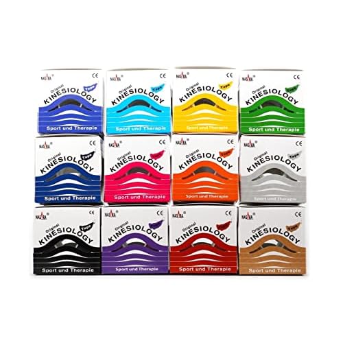 Nasara Original Kinesiologie Physio Sport Tape: Sparset mit 12 Tapes für Sport und Medizin, Rollengröße 5cm x 5m