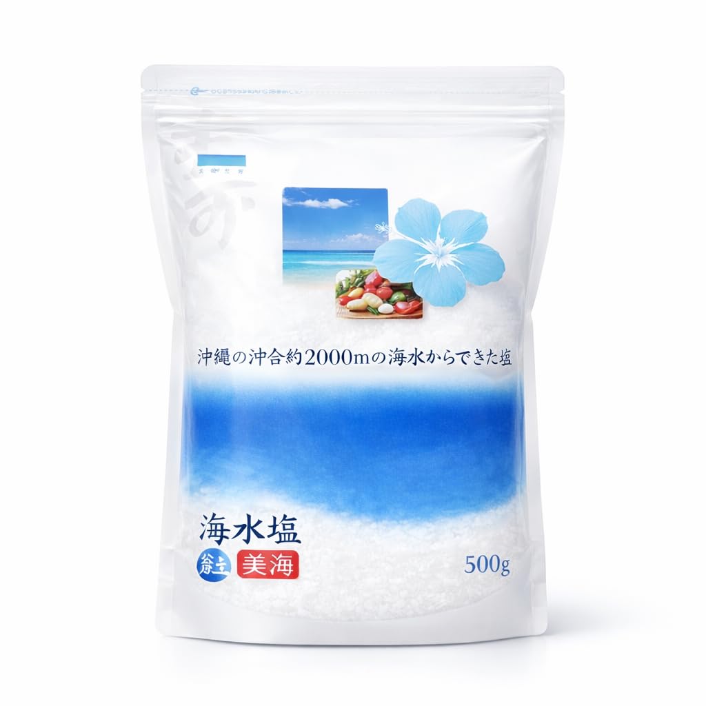 Okinawa Sea Salt – Premium Natural Sea Salt Made from Pure Seawater 2000m Off Itoman – Subtly Sweet, Mineral-Rich, All-Purpose Salt – Ideal for Japanese, Western & Chinese Cooking – 500g