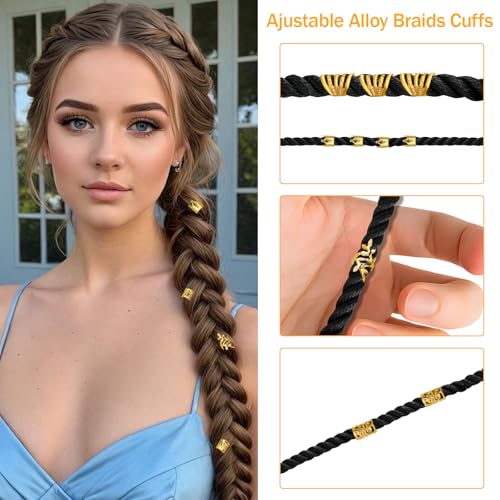290 accesorios para cabello metálicos para trenzas dorados miniatura 4