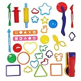FELTECHELECTR 32 Stück Teiliges DIY Plasticine Moulds für Bunte Knetformen in Dreieck Viereck Elastisch Weich Langlebig Geeignet für Bastelspaß und Kreatives Lernen Zuhause Kindergarten