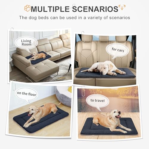 Image of Hero Dog Soft Dog Bed Dog Crate Pad Mat for Medium /Large Dogs, 36 inch Soft Flannel Machine Washable Pet Beds Kennel Pad with Non-Slip Bottom, Dark Grey
