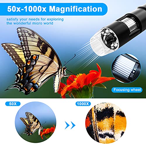 Digitales Mikroskop, Drahtlos Mikroskop 50x-1000x Vergrößerung Handheld USB HD Inspektionskamera WiFi Mikroskop Kamera… – Bild 5