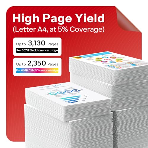 Image of Cartridge 067H CRG067H Toner Cartridge Set 4 Pack Replacement for Canon 067H Color imageCLASS MF656Cdw LBP633Cdw LBP632Cdw MF653Cdw MF654Cdw Printer Ink (1BK /1C /1M /1Y)