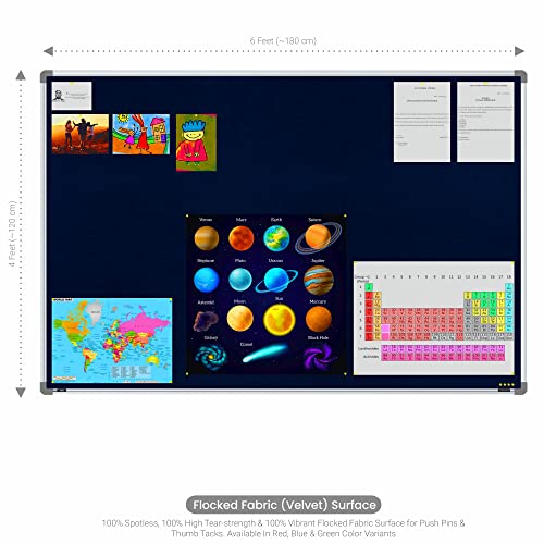 Image of Scholar Art Metis 4x6 Feet Fabric Pin-up Notice Board for Office, Home & School | High Strength Velvet Cloth + High Density Soft Board for Pinning Photos, Sticky Notes & Reminders (Dark Blue)
