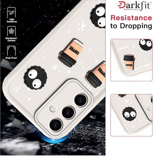 Image of Back Case Cover Compatible with Samsung Galaxy S25 5G | Cute Fun Cartoon Ball 3D Coffee Silicone Case | Body Protection | Camera Protection | Shock Proof | Color White | Pack of 1