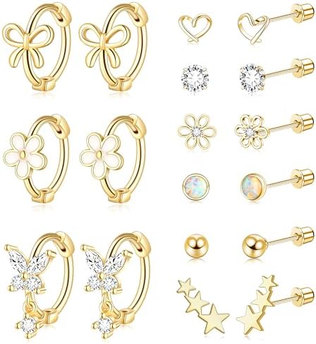 Hypoallergenic Earrings for Girls Surgical Stainless Steel Kids Jewelry for Teens Women Toddler Cute Screw Back Earring Sets