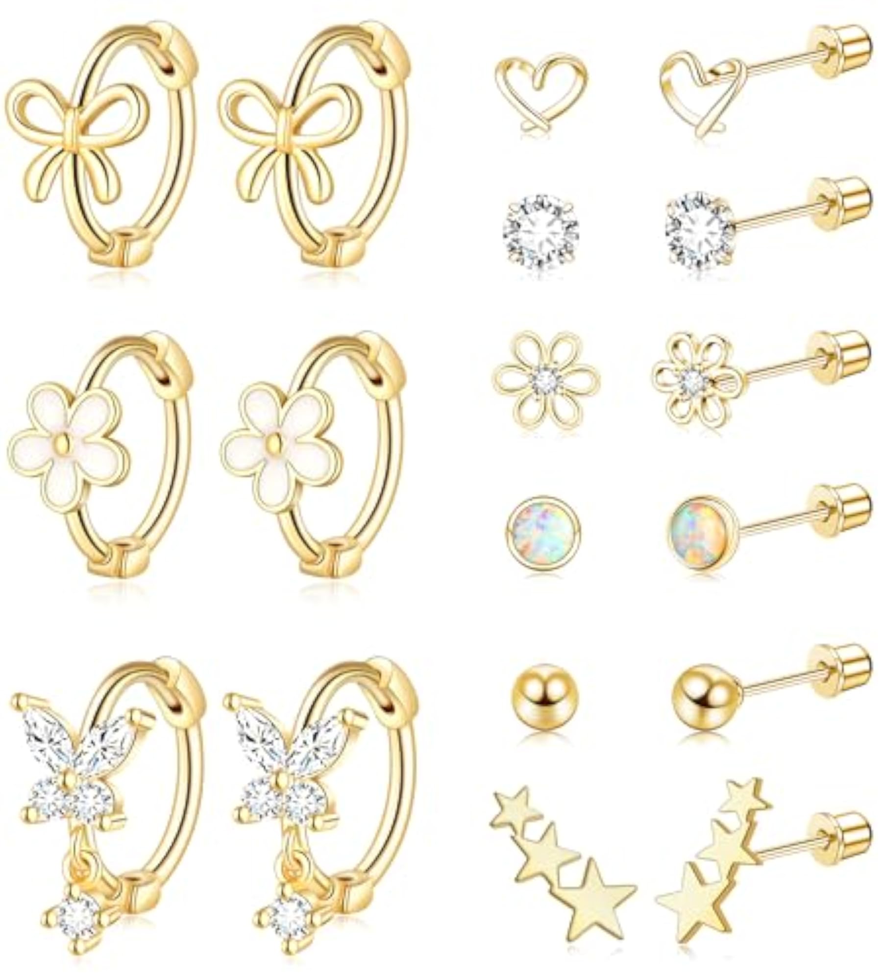 Hypoallergenic Surgical Stainless Steel Earrings Set for Girls