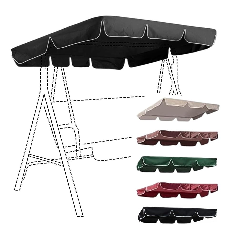 Toldo De Repuesto Para Silla Columpio 164x114cm 195x125cm Cubierta Superior Para Columpio De Jardín Exterior, Techo Recambio Balancin Para Patio(Black,77x49in-195x125cm)