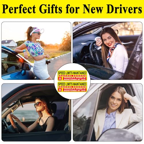 Image of Speed Limits Maintained Car Magnet, Vehicle Speed is Monitored by GPS Warning Magnetic Car Sign, Reusable Magnetic Bumper Sticker for Car, Truck, Company Vehicle Safety(Yellow-Red-2 Pack)