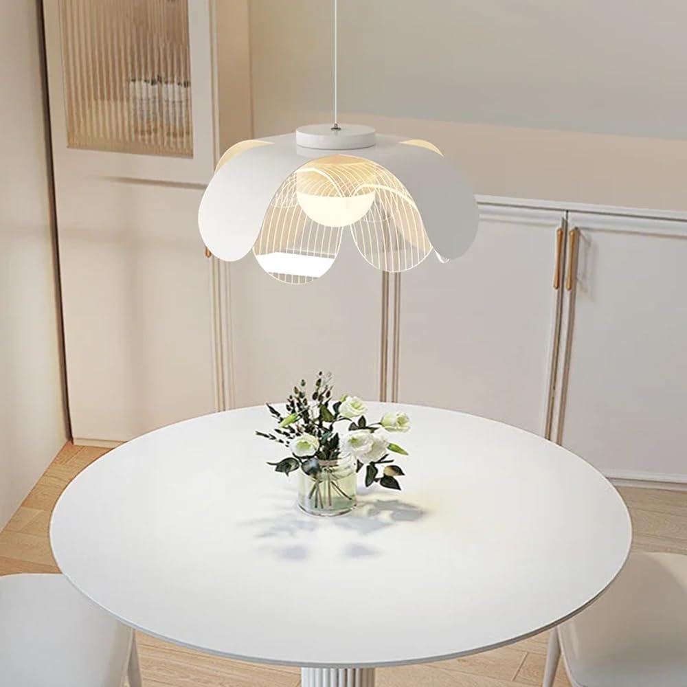 Nowoczesna lampa wisząca LED Chaner – Biała dekoracja nordycka do salonu, jadalni, kuchni i restauracji – Akrylowa lampa wisząca chroniąca oczy (trzy) LWX