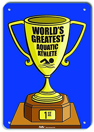 Plaque aluminium World's Greatest Aquatic Athlete trophée bleu finition premium