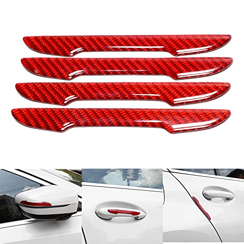 Image of Anti-Scratch Protector Trim,Carbon Fiber Emblem Door Open Rearview Mirror Shell Side Mark Stickers Decals Badge Labeling Sports Decoration Lossless Installtion Accessories 4 Packs Red