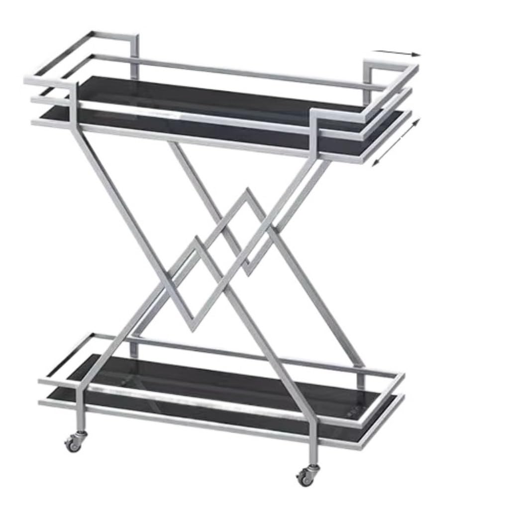 Carro De Cocina con Ruedas, Estilo Europeo, De Hierro, para Postres, para Reparto De Comida, para Recoger Platos, Color Plata, 70 X 35 X 80 Cm.