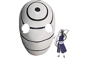 Akatsuki Cloak Obito Cosplay Ninja Anime Mask for Masquerade, Parties and Japanese Events, White