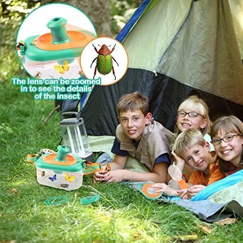 Helecors Bug Catcher Kit for Kids, Bug Catching Set with Whistle Magnifying Glass, 8 Information Cards etc., Outdoor Explorer Outdoor Toys for Boy Girls 3-12 Year Old 7 51MIRzztF2L. AC