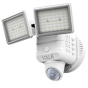 SOLLA Led-spot met bewegingsmelder, 3000 lumen, superheldere led-schijnwerper voor buiten, IP65 waterdicht, 5000 K, 2 koppen led-schijnwerper, voor garage, tuin, veranda, oprit, wit