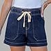 AKTCVVJ Women Jean Shorts Drawstring Waist Loose Shorts Fashion Outdoor Short Jeans Summer Short Denim Pants with Pockets Black
